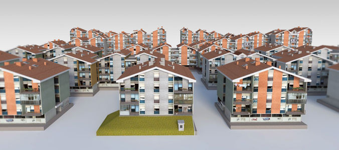 Suburban Condos Pack Low-poly 3D model