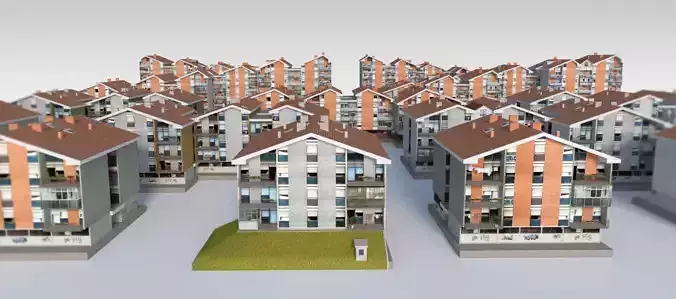 Suburban Condos Pack Low-poly 3D model