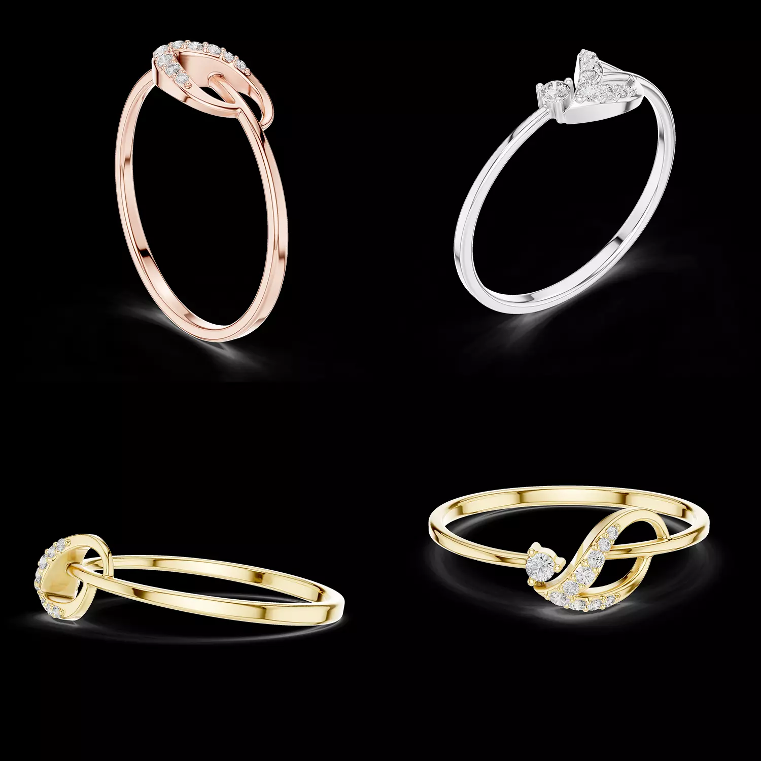Elegant Infinity Diamond Ring CAD Model Modern Jewellery Design 3D print model