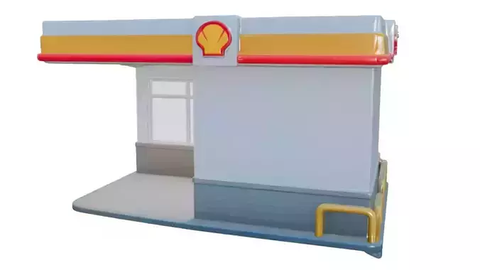 Gas Station Washroom Building PBR Game Ready 