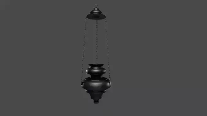 Hanging Medieval Oil Lamp - Game Ready Prop
