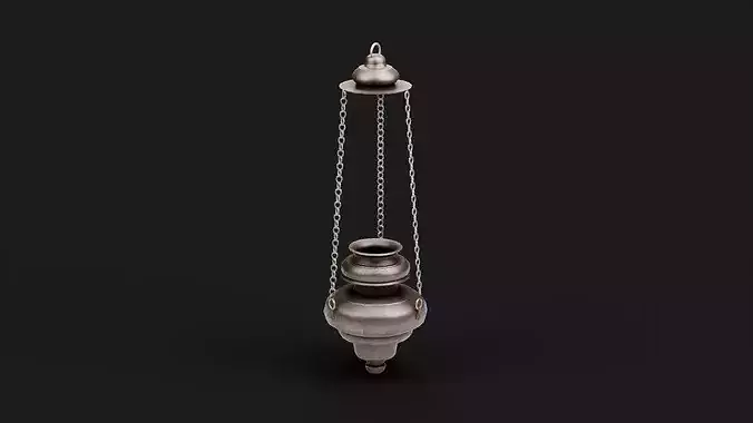 Hanging Medieval Oil Lamp - Game Ready Prop