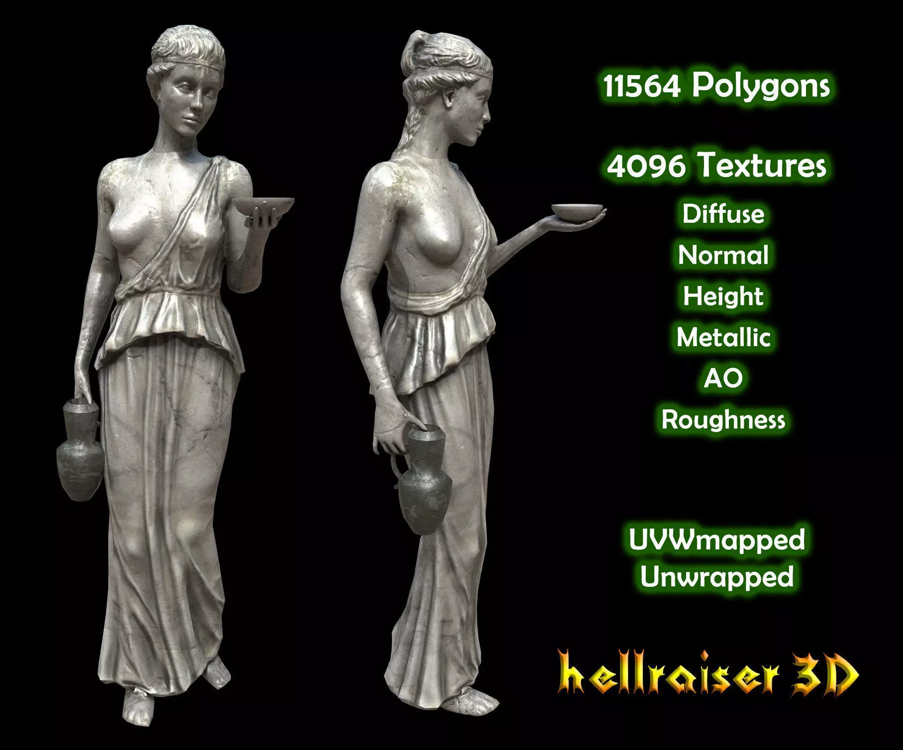 Victorian Statue - PBR - Textured Low-poly 3D model_0