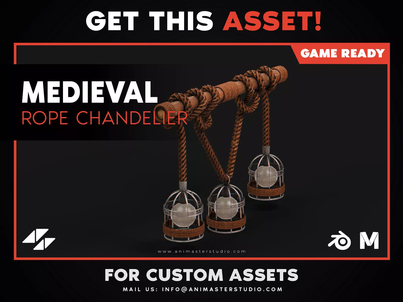Rope Chandelier - Game Ready Prop Low-poly 3D model