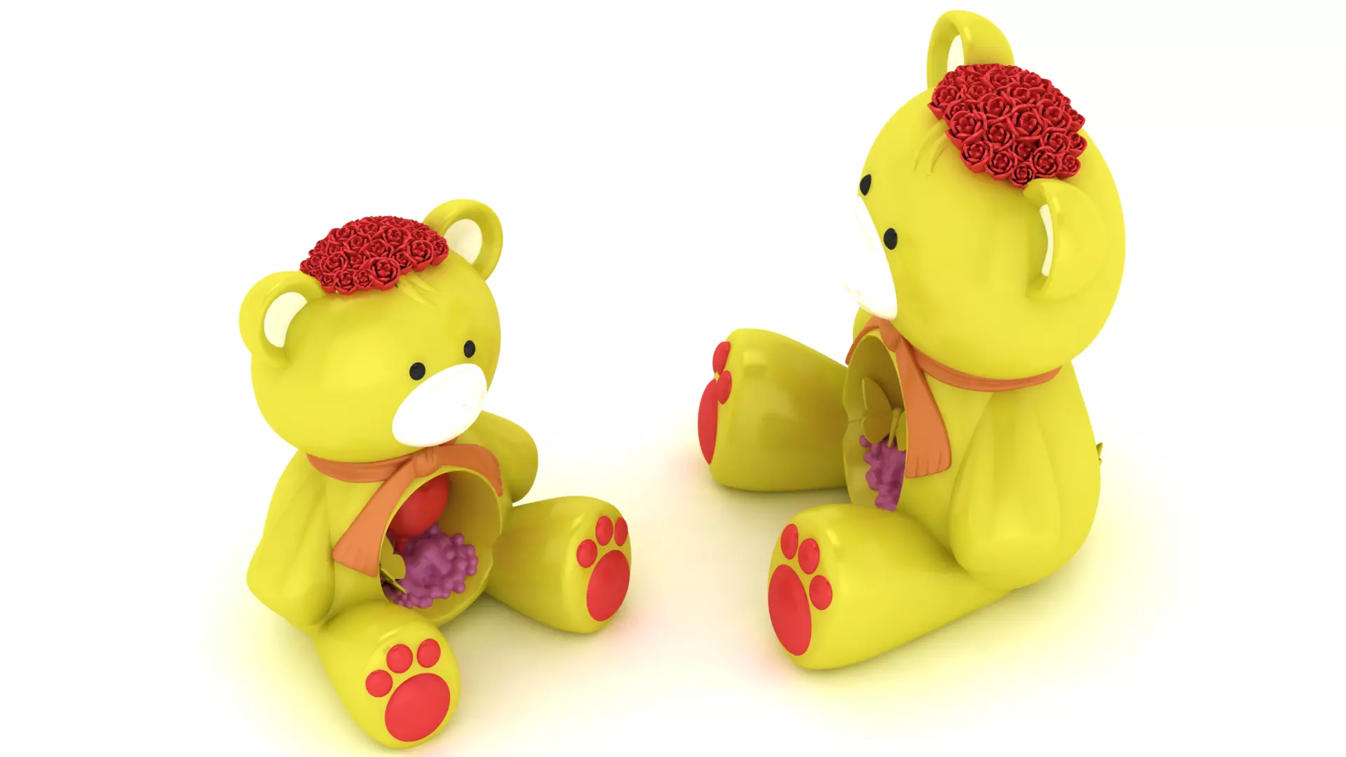 Floral Heart Bear Figures 3D print model