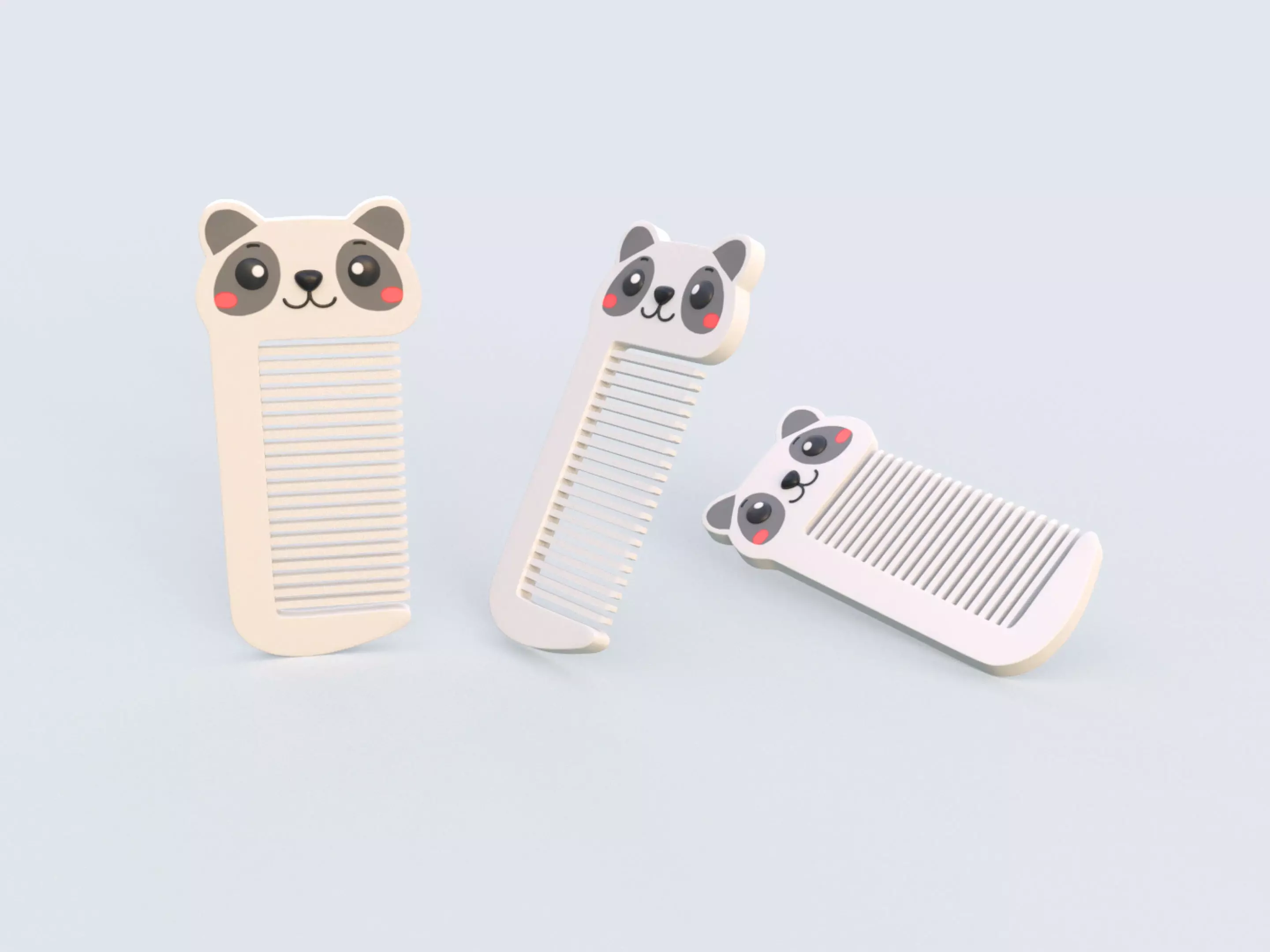 Cute Cartoon Panda Hair Comb Low-poly 3D model