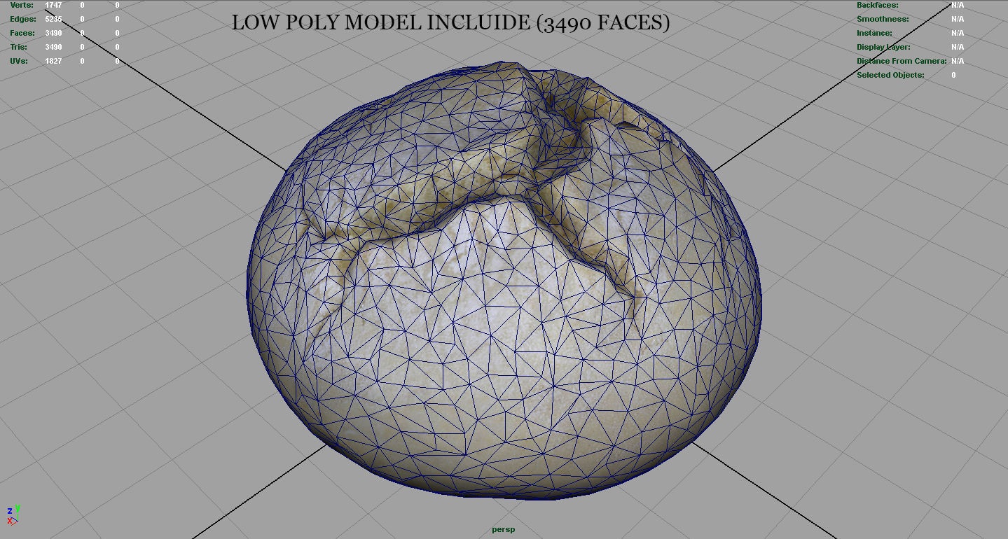 Bread egg Low-poly 3D model_10