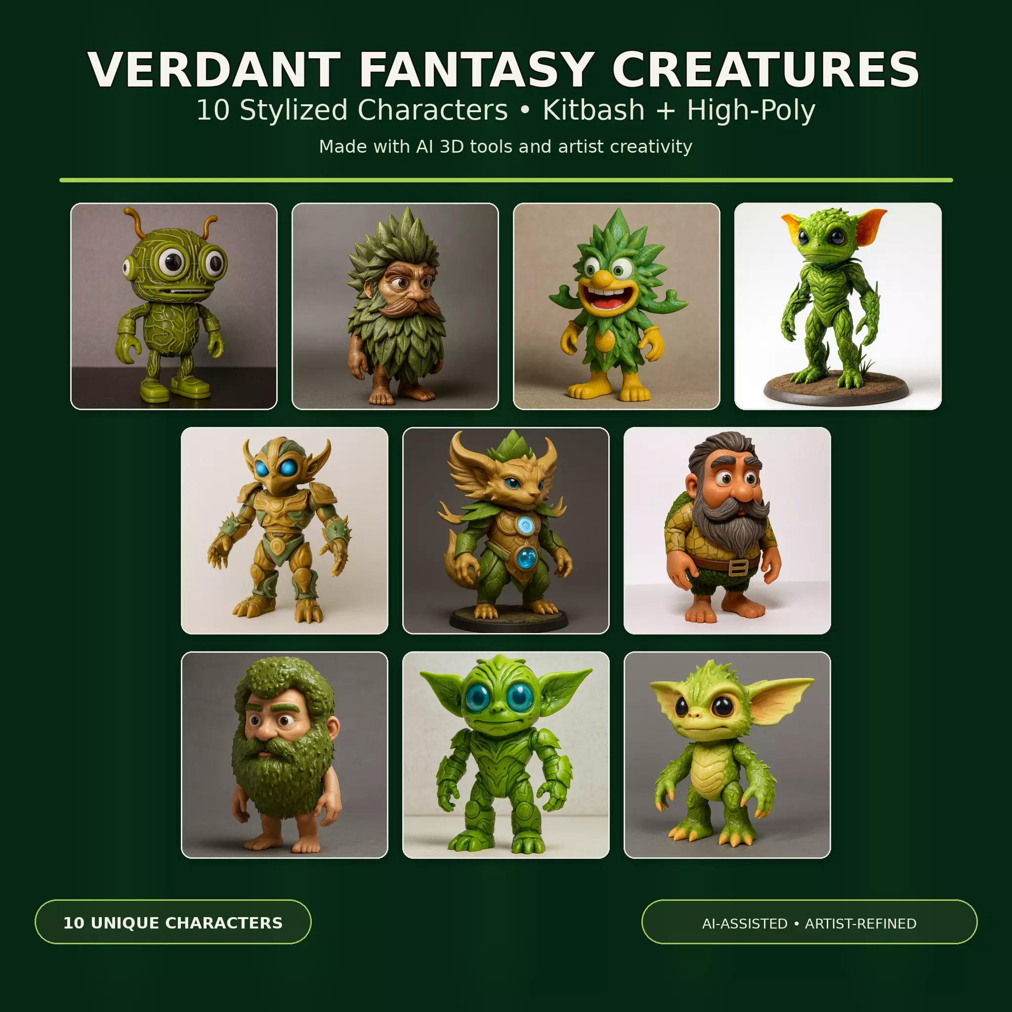 Verdant Fantasy Creatures - High-Poly Character Collection 3D print model
