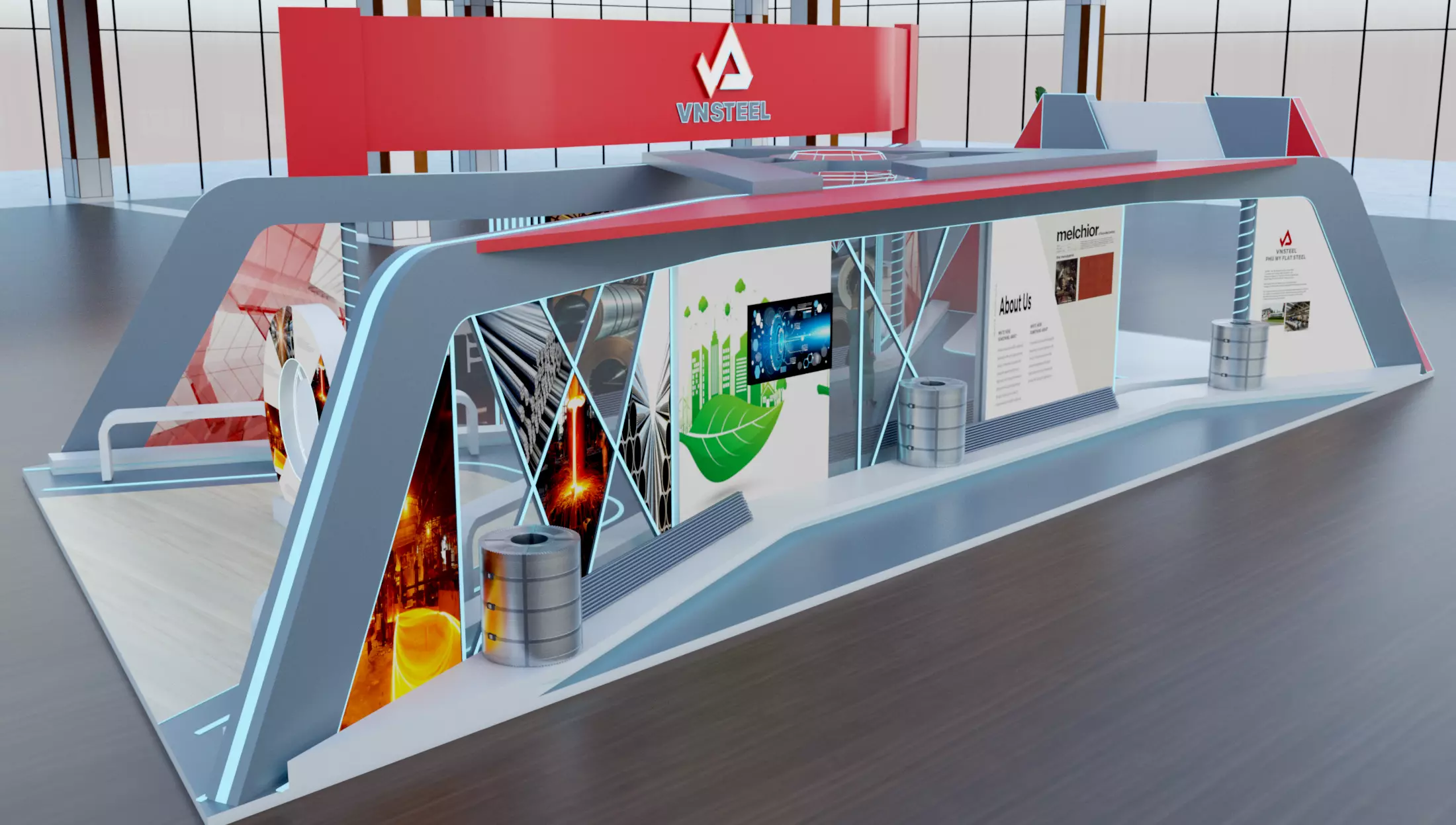 modern technology exhibition booth 3D model