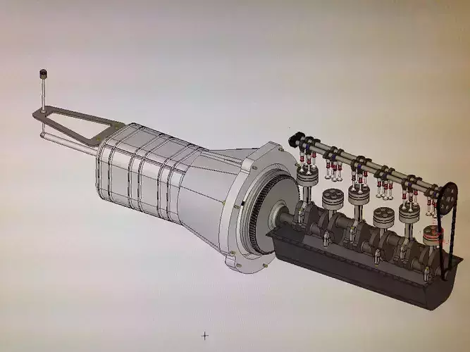 6 Cylinder engine and gearbox 3D model