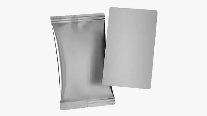 Matte Silver Foil TCG Booster Pack with Card Mockup