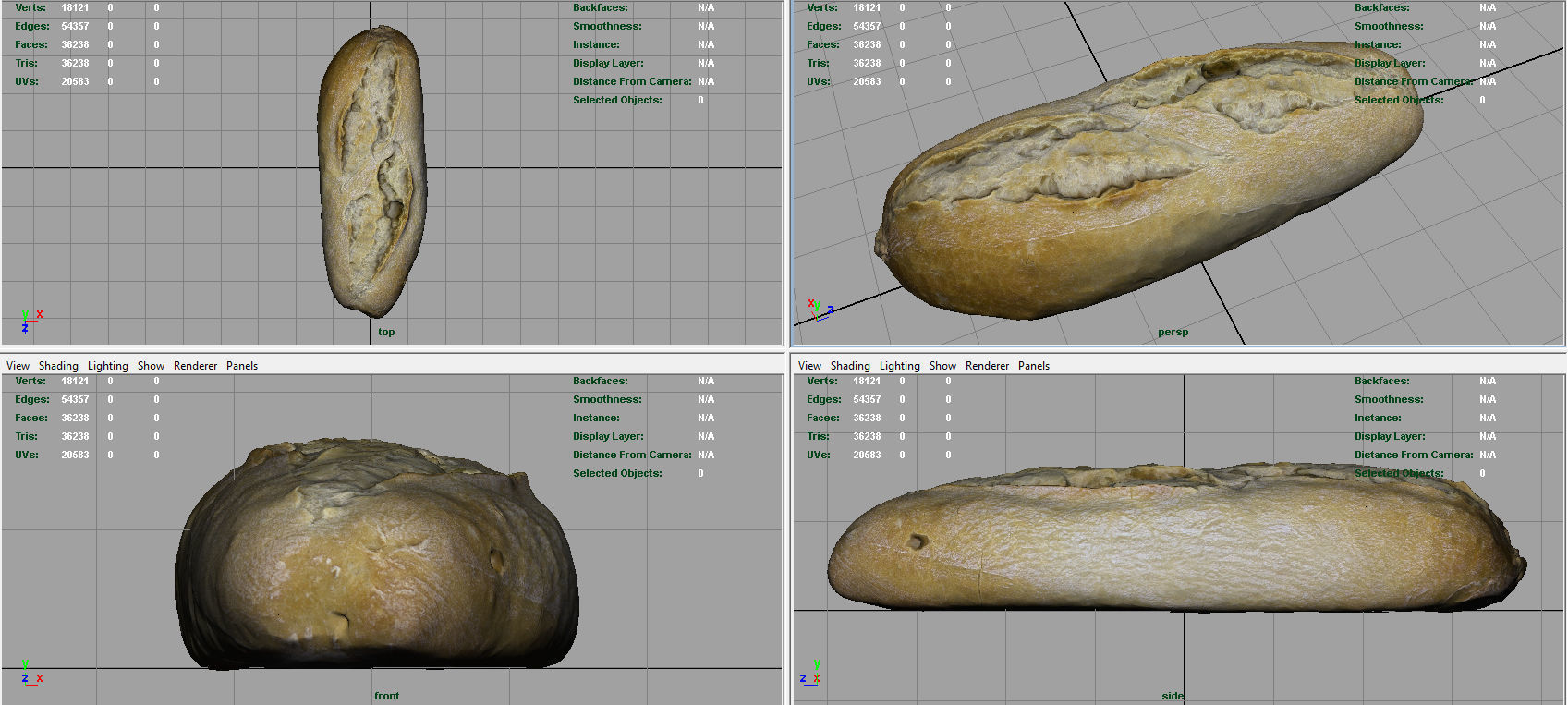 Bread loaf of Low-poly 3D model_9