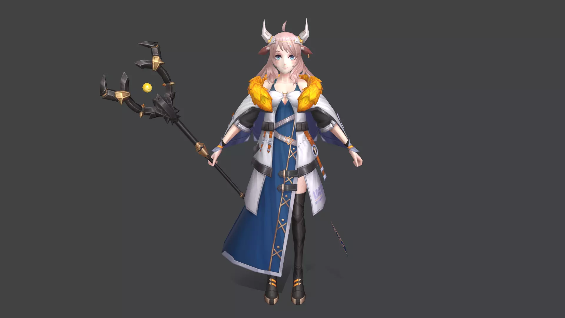 Female mage Low-poly 3D model