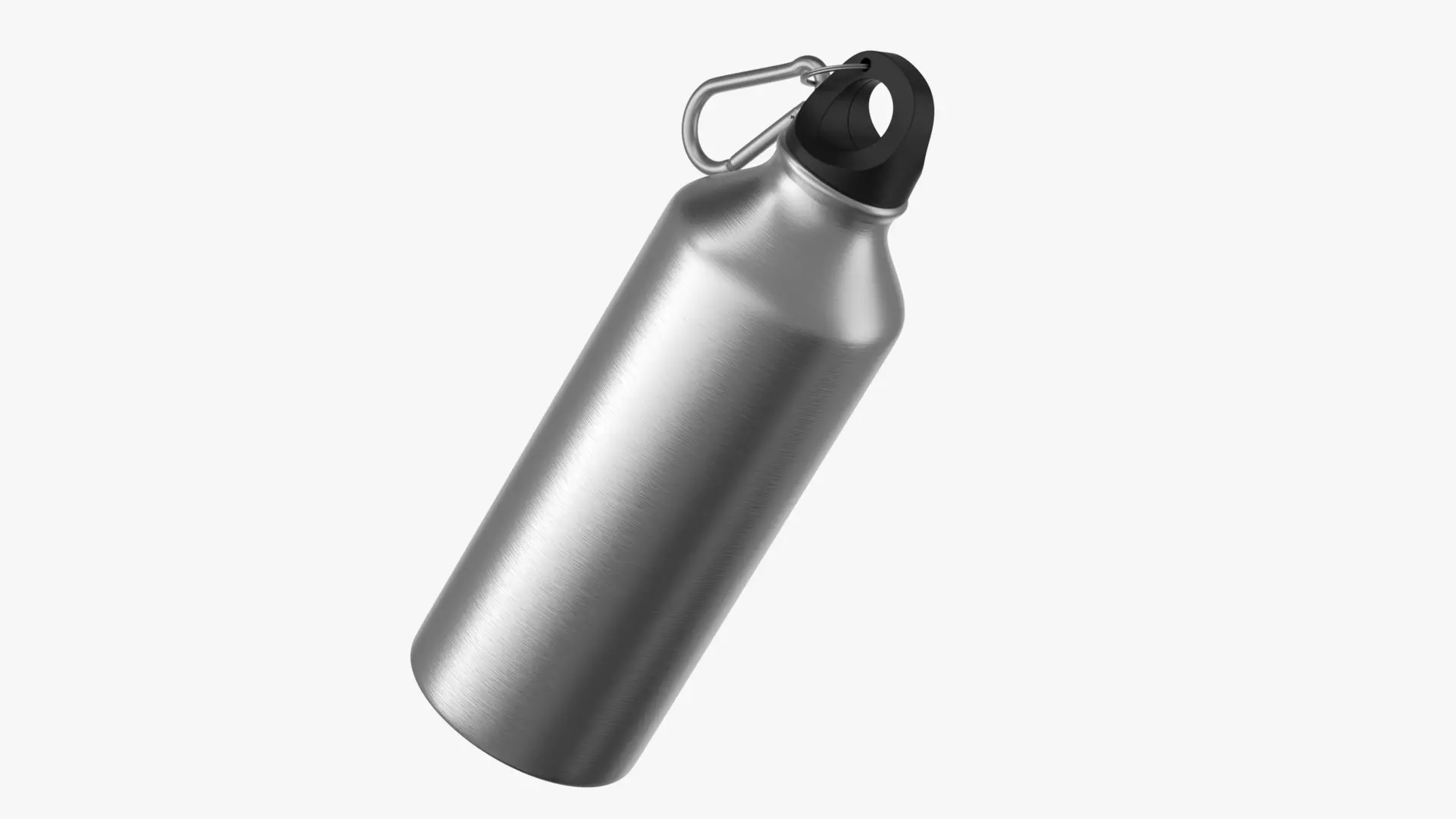 Brushed Aluminum Sports Water Bottle with Carabiner Mockup 3D model
