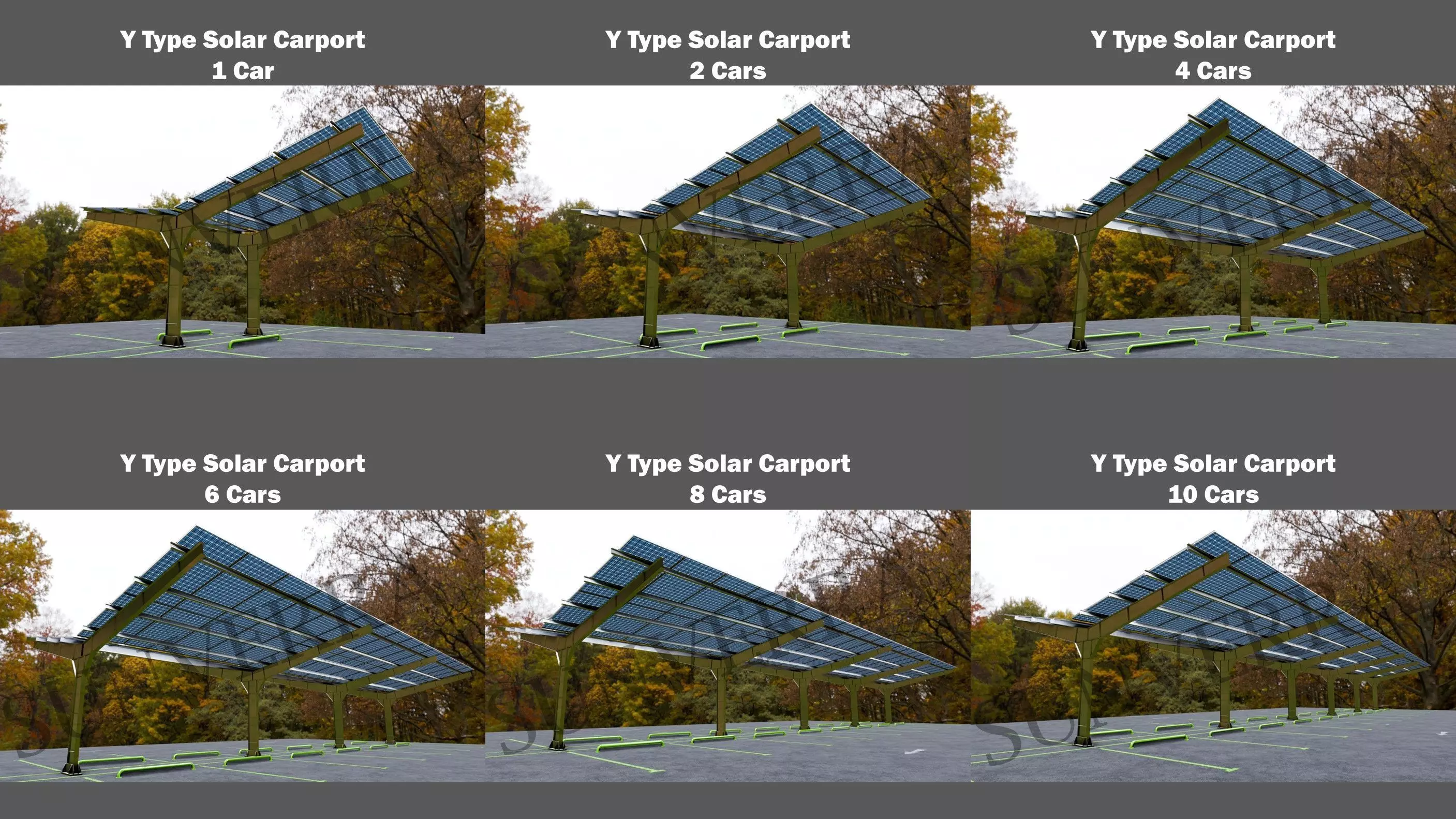 Lowpoly Solar Carport-Y Types-Steel Structure Low-poly 3D model