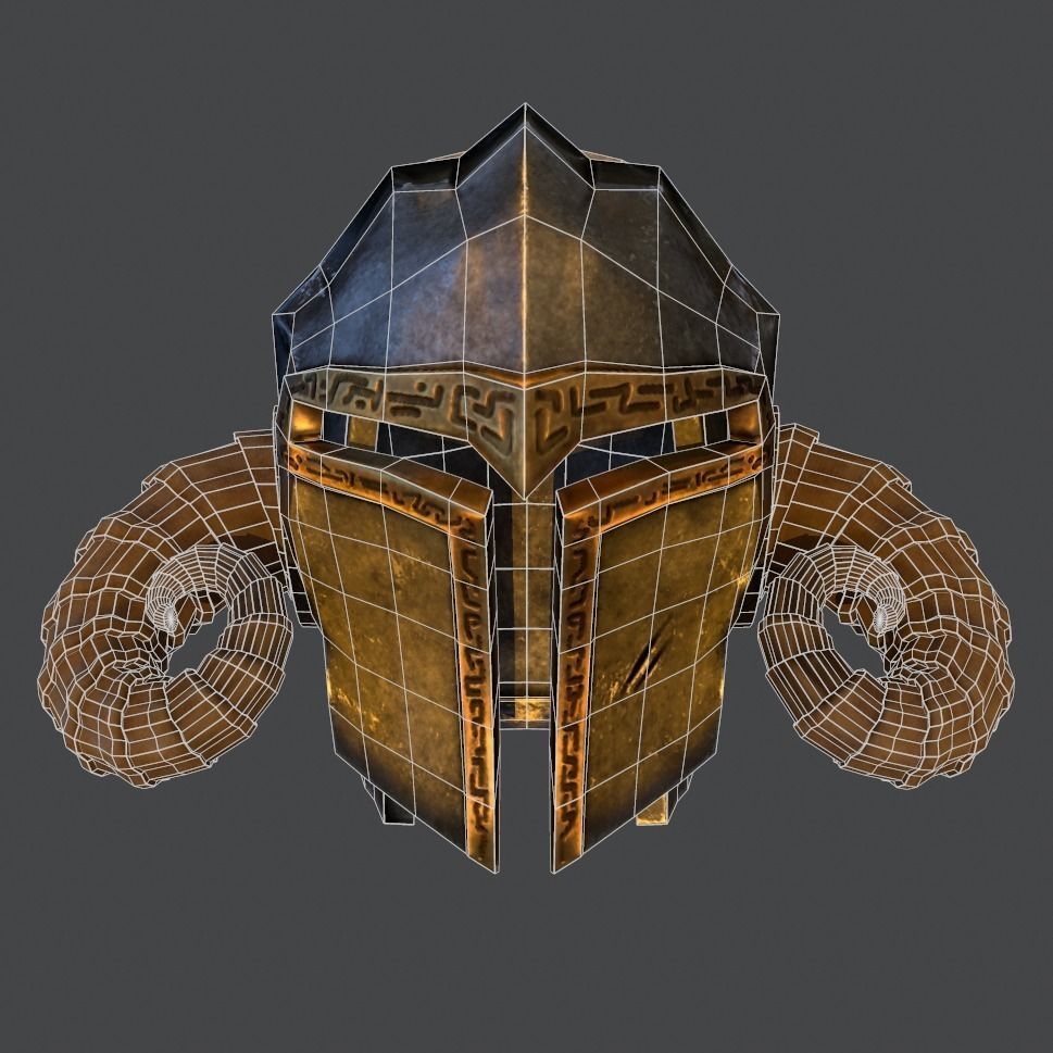 Horned helm Free low-poly 3D model_5