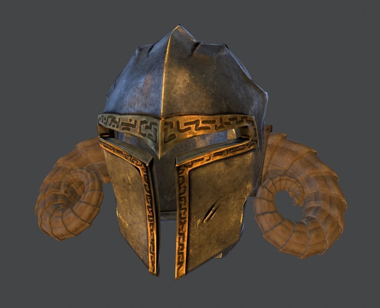 Horned helm Free low-poly 3D model_2