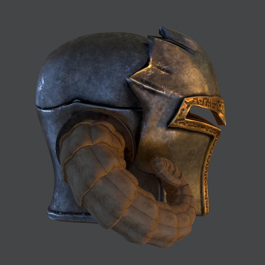 Horned helm Free low-poly 3D model_3