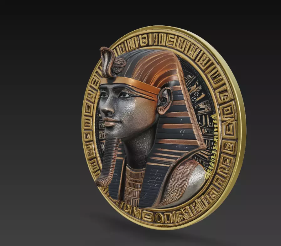 Ancient Egyptian Pharaoh Coin Relief 3D print model