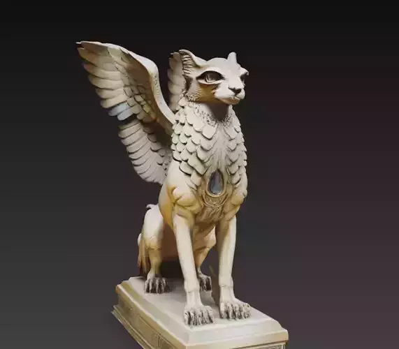 Winged Egyptian Cat Mythical Statue