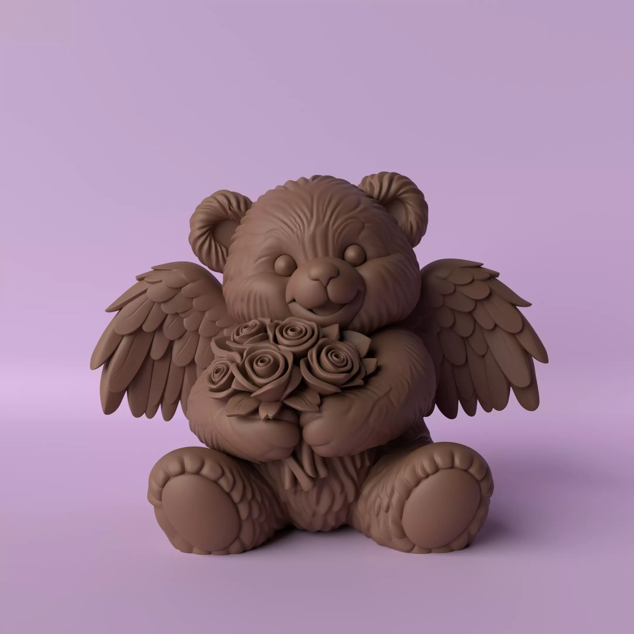 Valentine Angel Teddy Bear with Roses 3D print model
