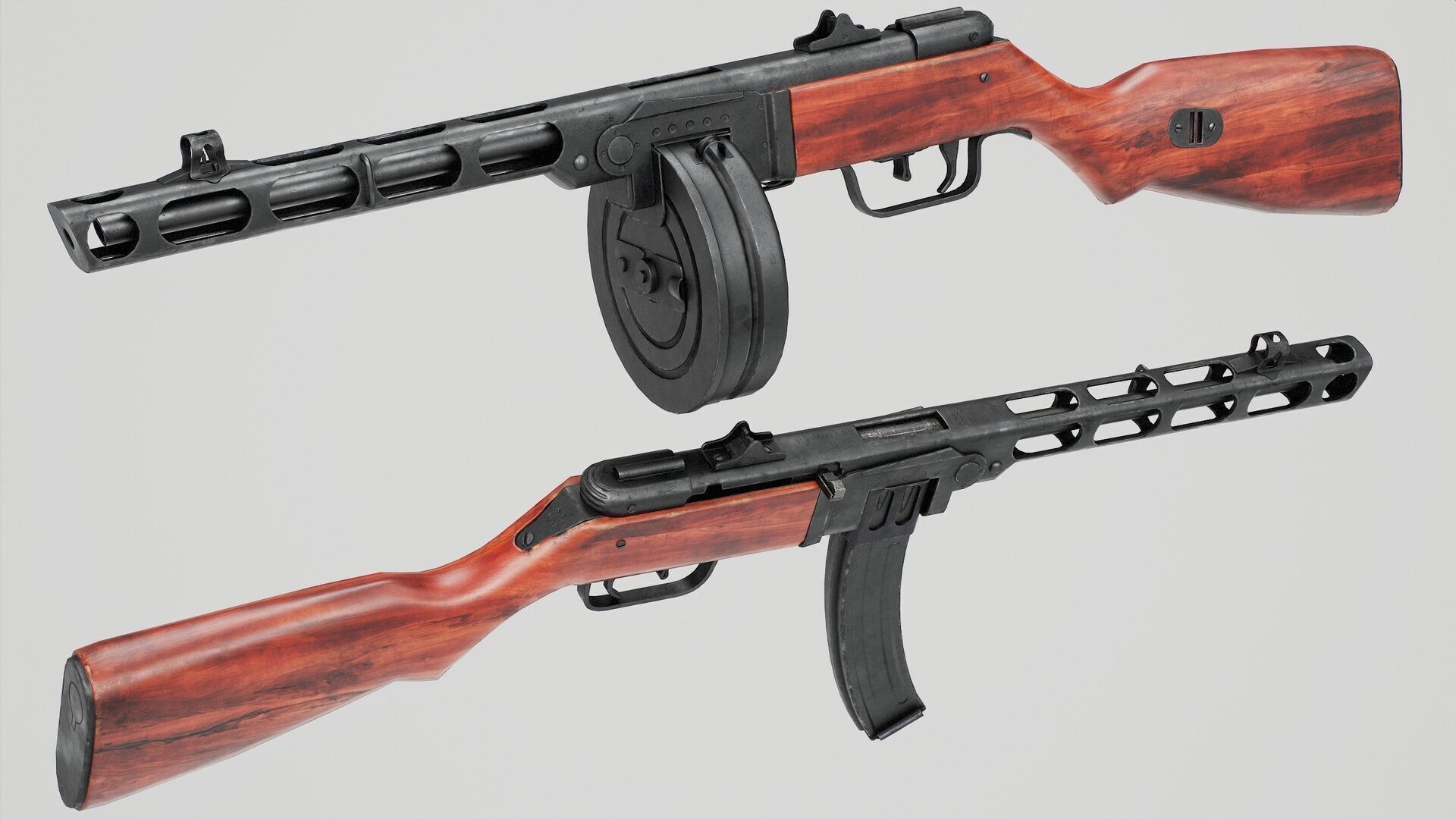 PBR Soviet PPSh-41 submachine gun Low-poly 3D model_1