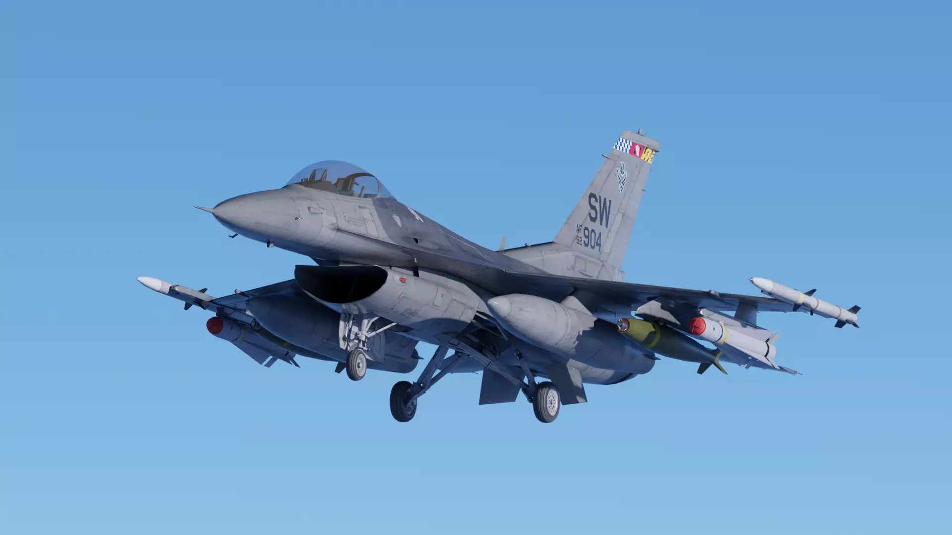 F-16C Game ready Rigged Animated with Weapons Low-poly 3D model