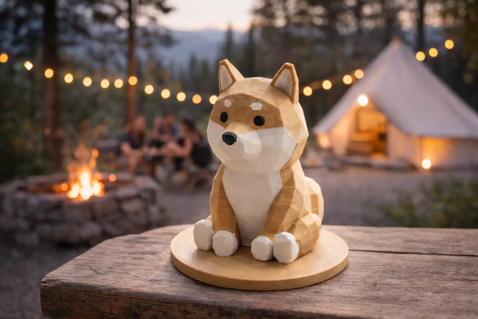 Low Poly Shiba Inu Dog Figurine Stylized Geometric 3D Model 3D print model
