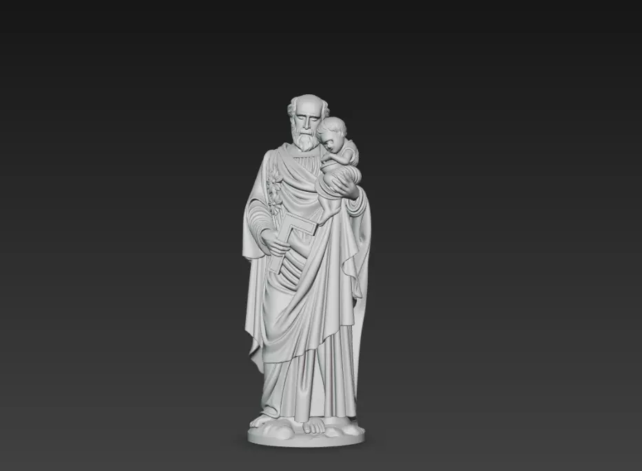 Saint Joseph with Baby Jesus Statue 3D print model