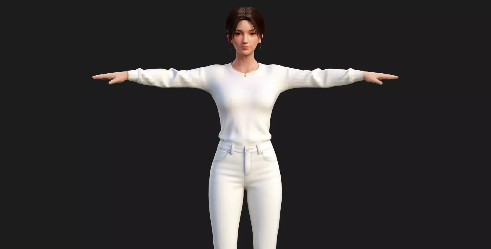 Cute Shy Girl Character Low-poly 3D model