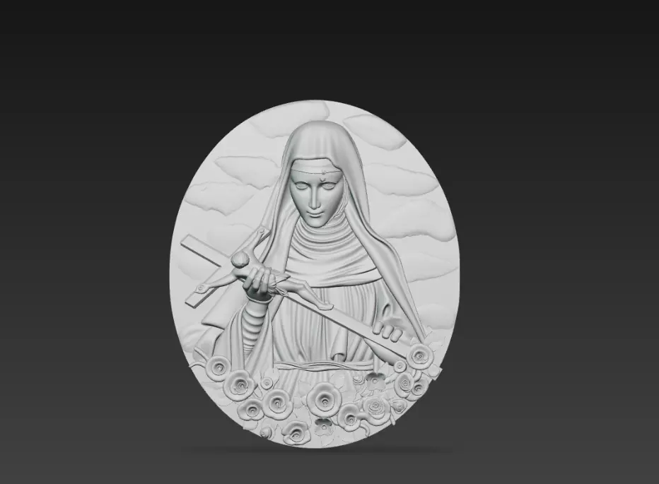 Saint Rita of Cascia Religious Relief Sculpture 3D print model