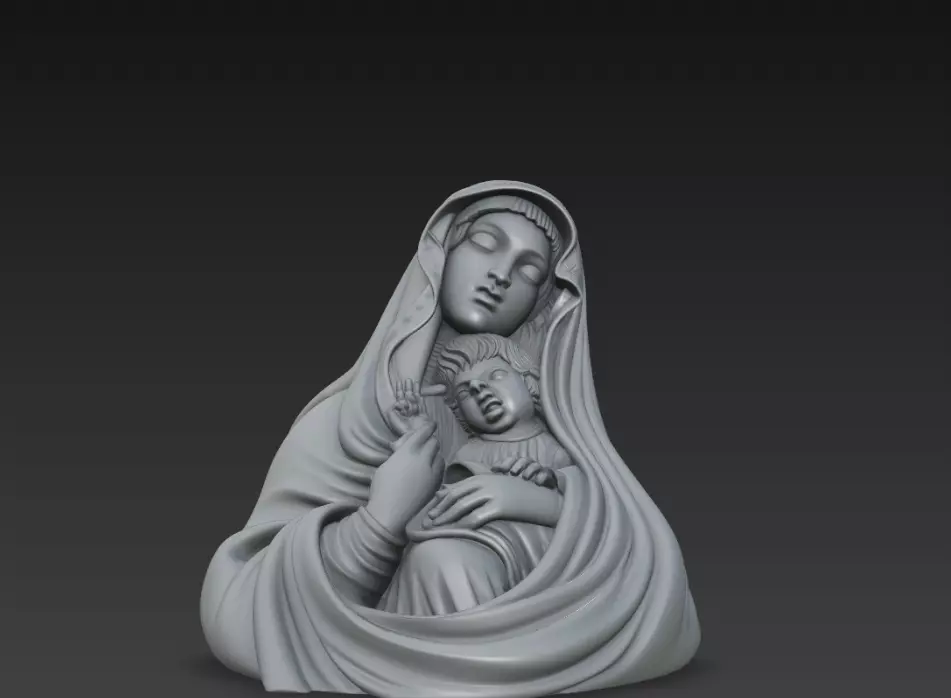 Madonna and Child Virgin Mary with Baby Jesus Sculpture 3D print model