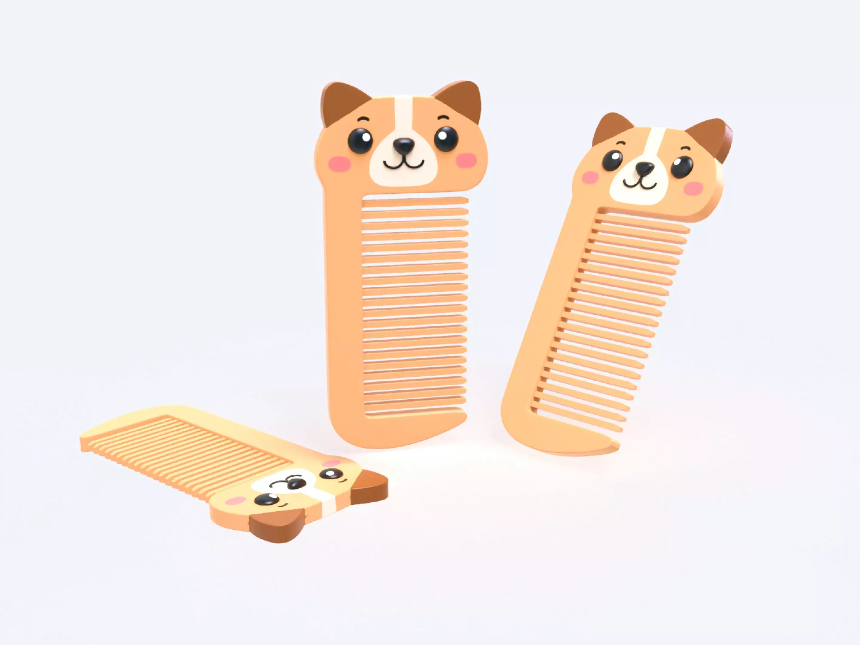 Cute Cartoon Dog Hair Comb Low-poly 3D model