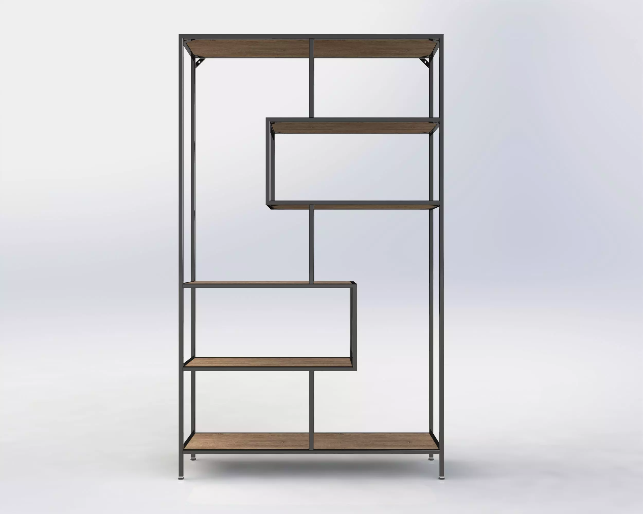 Industrial Metal Wood Shelf Unit 3D model