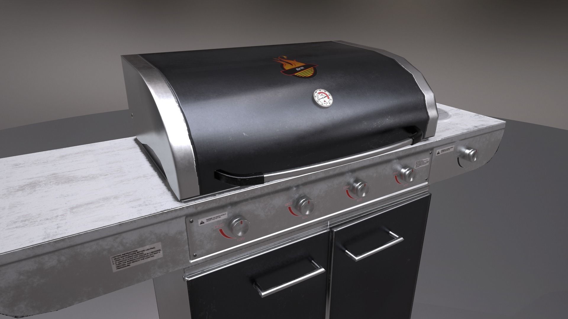 PBR Barbecue Set oinx gas can Low-poly 3D model_1