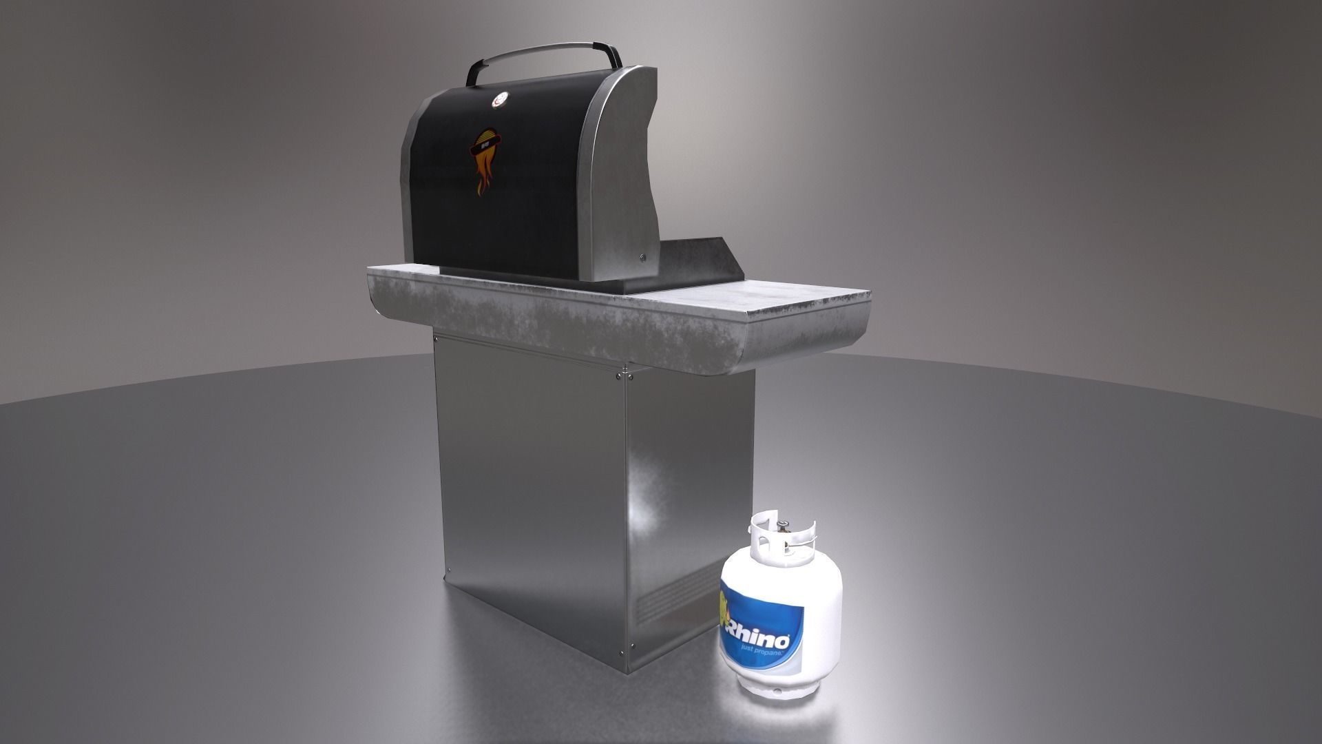 PBR Barbecue Set oinx gas can Low-poly 3D model_6