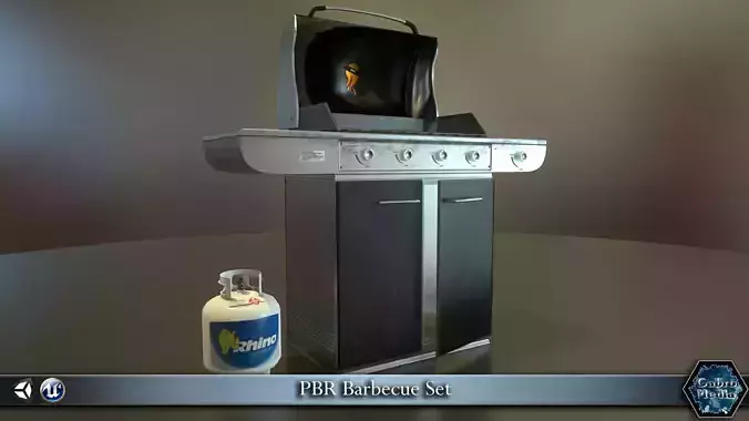 PBR Barbecue Set oinx gas can Low-poly 3D model