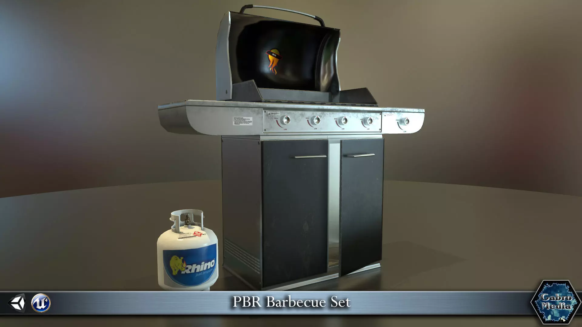 PBR Barbecue Set oinx gas can Low-poly 3D model_0