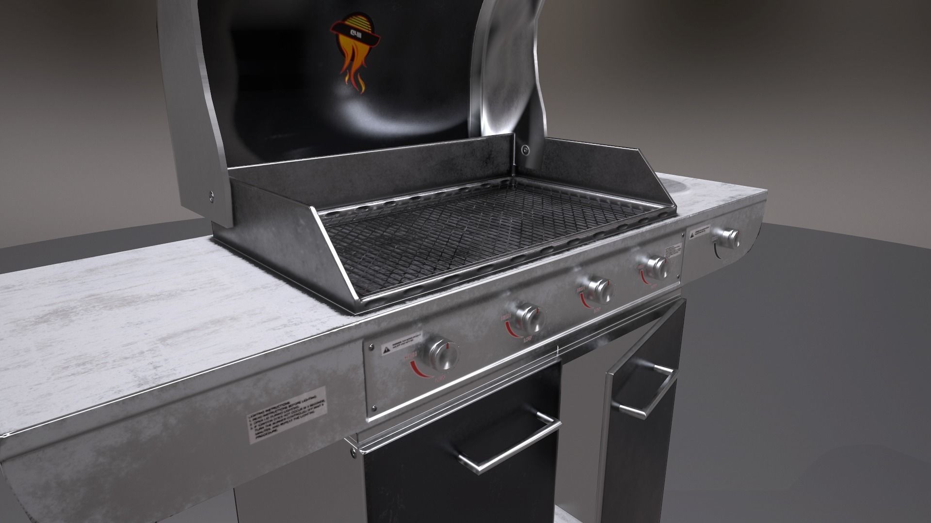 PBR Barbecue Set oinx gas can Low-poly 3D model_3