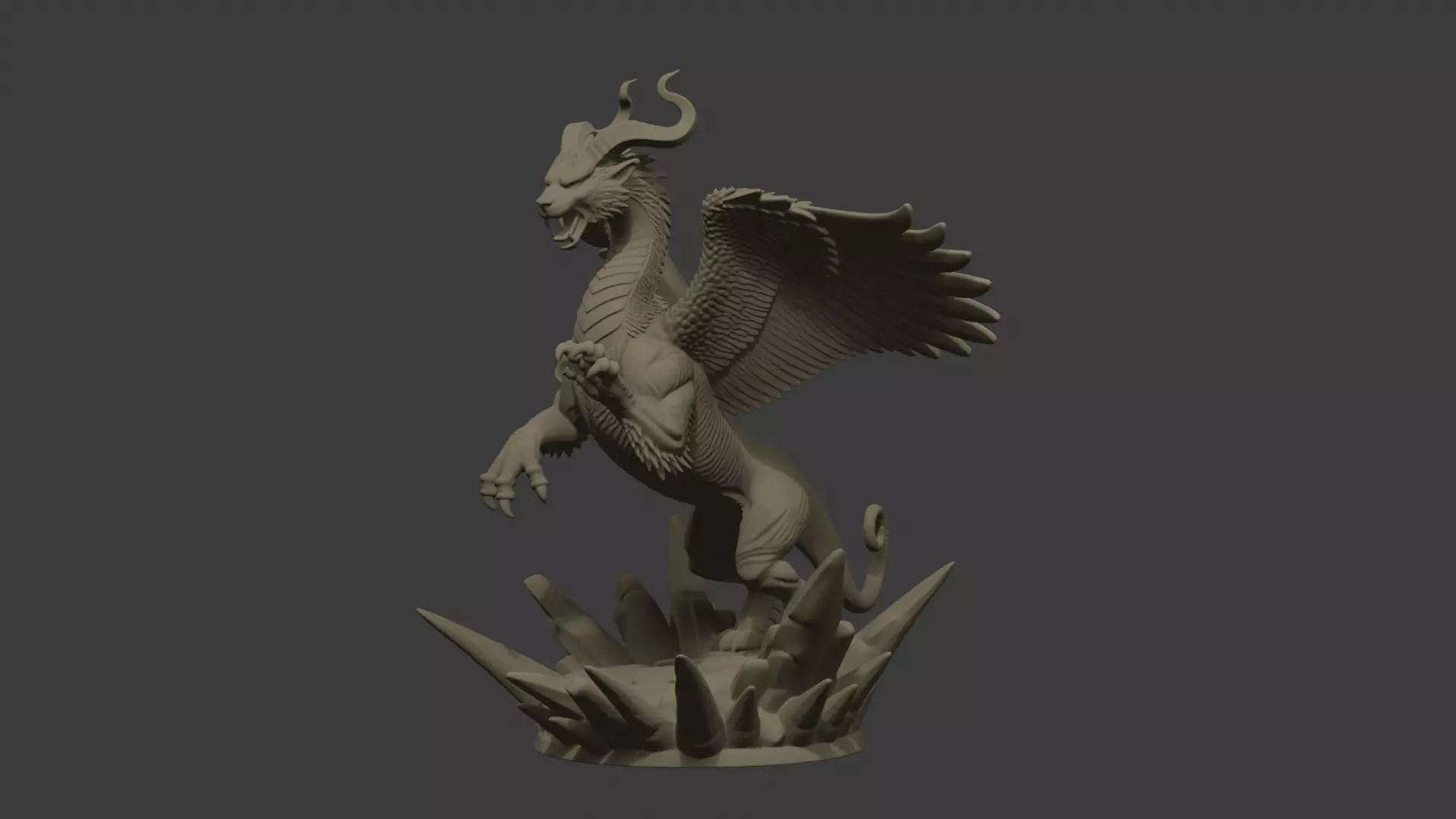 The Elder Chimera Winged Dragon Lion Statue 3D print model