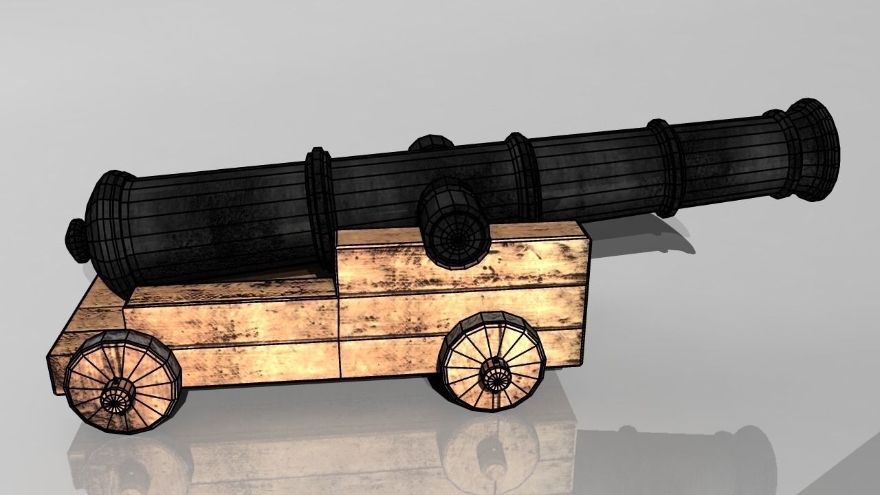 Pirate Cannon Low-poly 3D model_2