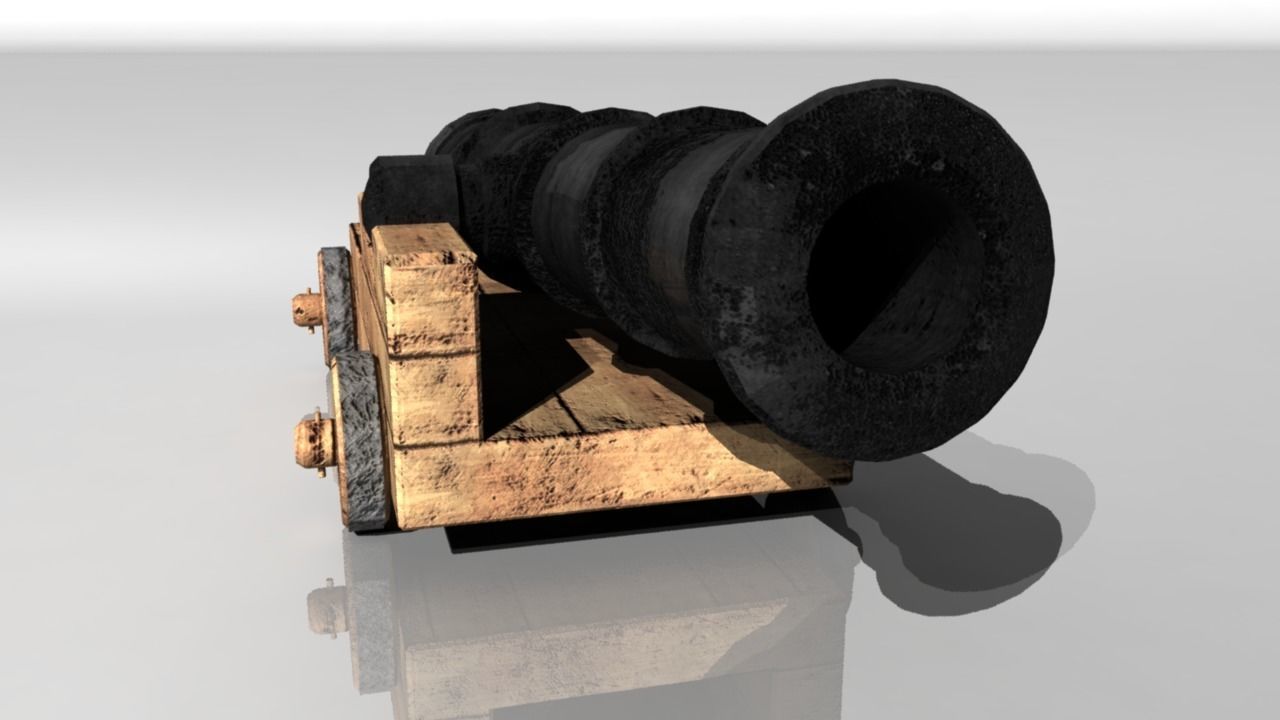 Pirate Cannon Low-poly 3D model_6