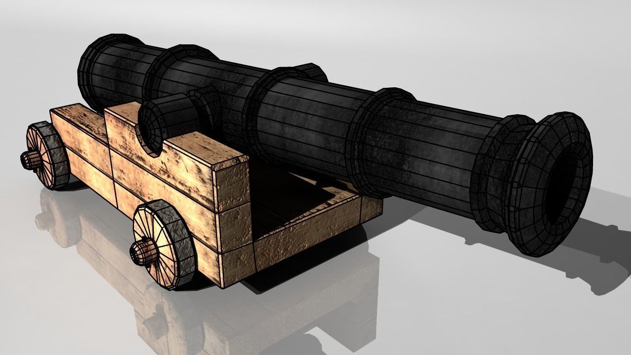 Pirate Cannon Low-poly 3D model_3