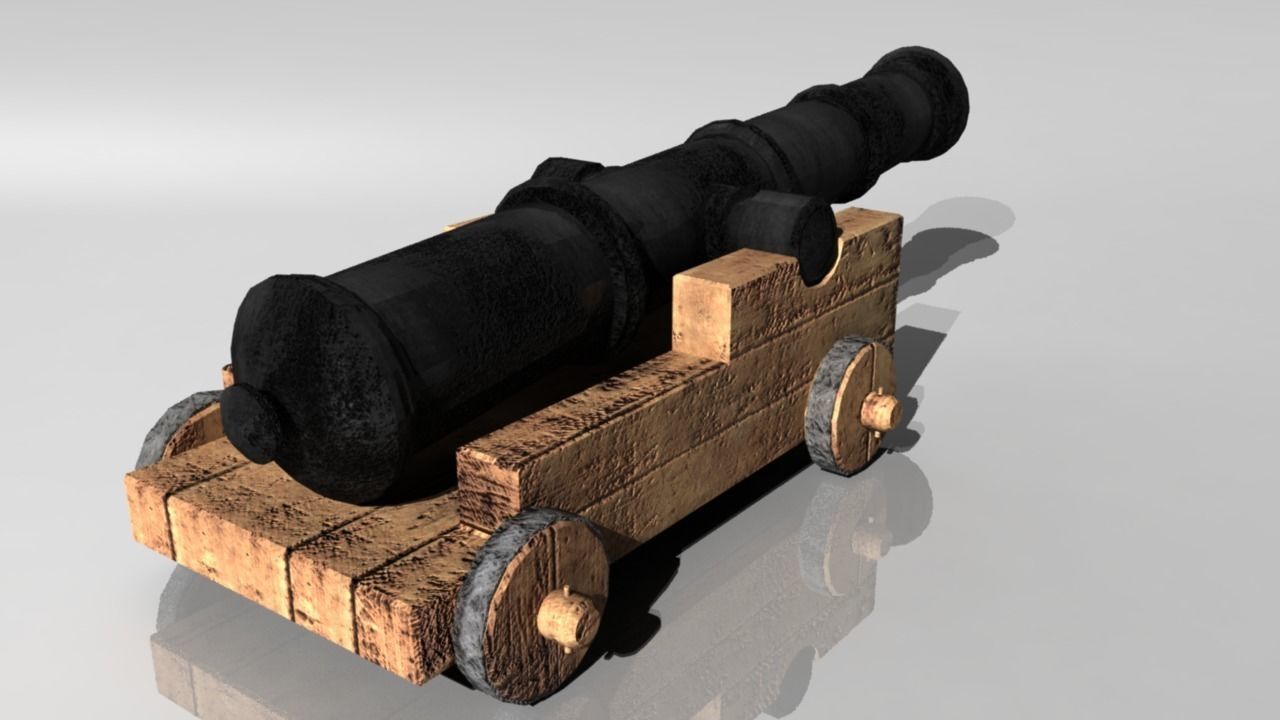 Pirate Cannon Low-poly 3D model_7