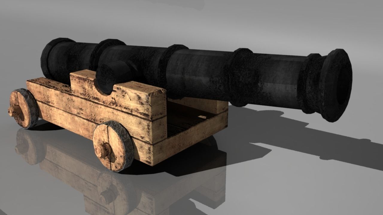 Pirate Cannon Low-poly 3D model_0