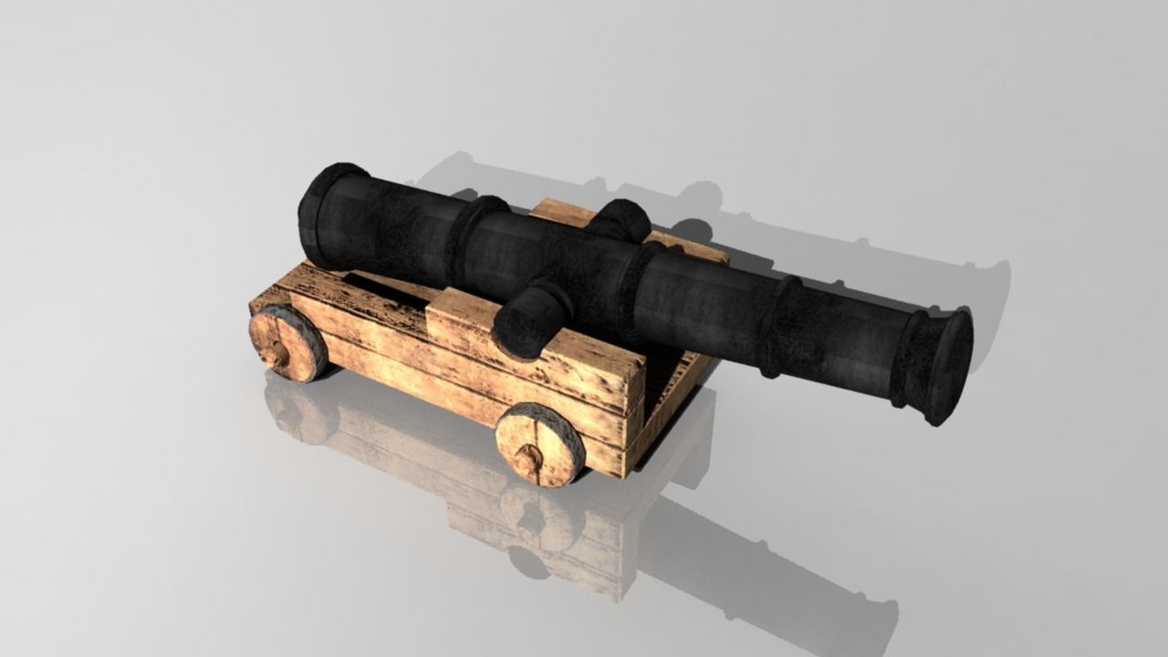 Pirate Cannon Low-poly 3D model_4