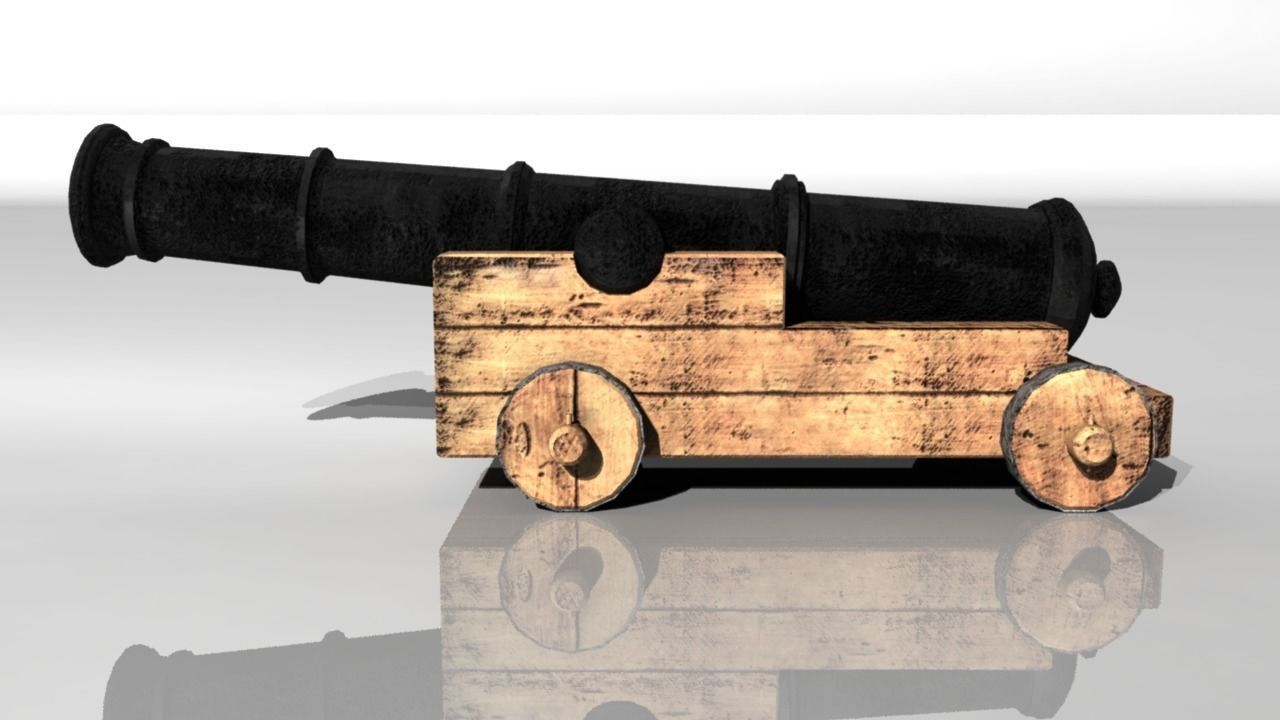 Pirate Cannon Low-poly 3D model_1