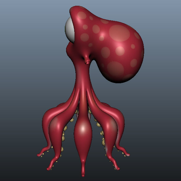 Octopus Cartoon 02 3D model_5