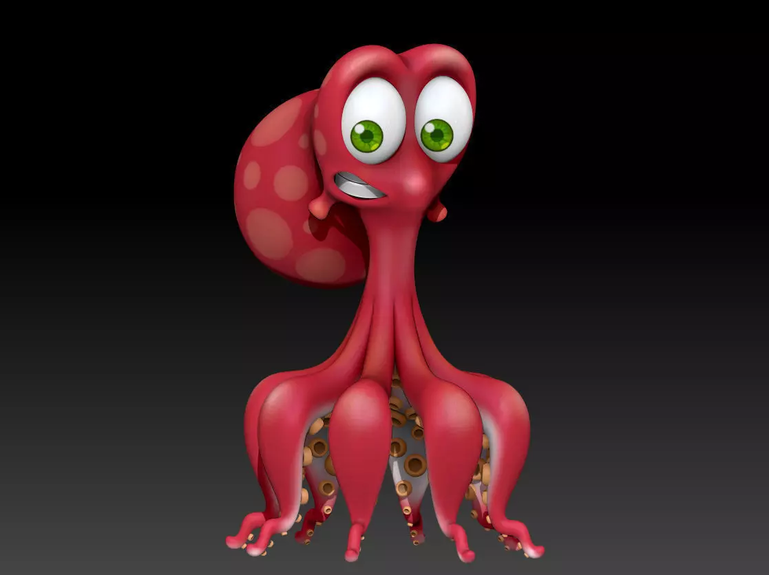 Octopus Cartoon 02 3D model_0