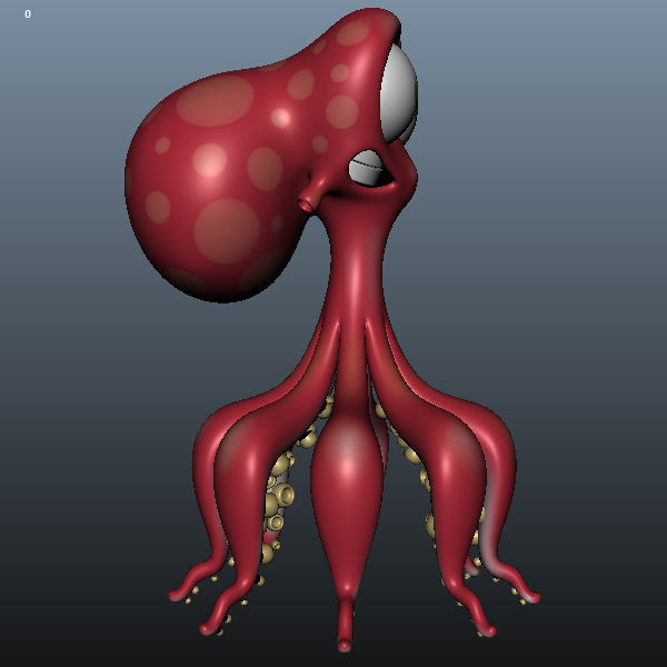 Octopus Cartoon 02 3D model_2